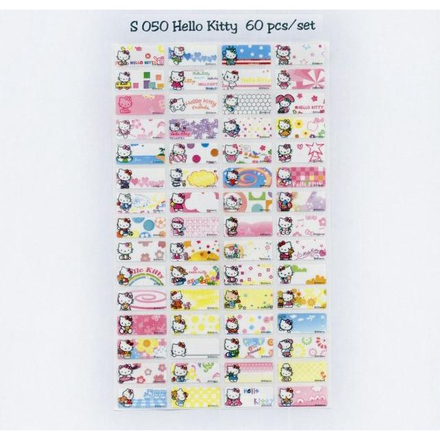 

T3RLARIS*% HELLO KITTY STICKER. NAME LABEL SMALL. STIKER NAMA ANAK LUCU, UNTUK BUKU, TAS, SEKOLAH, HADIAH 'Q@