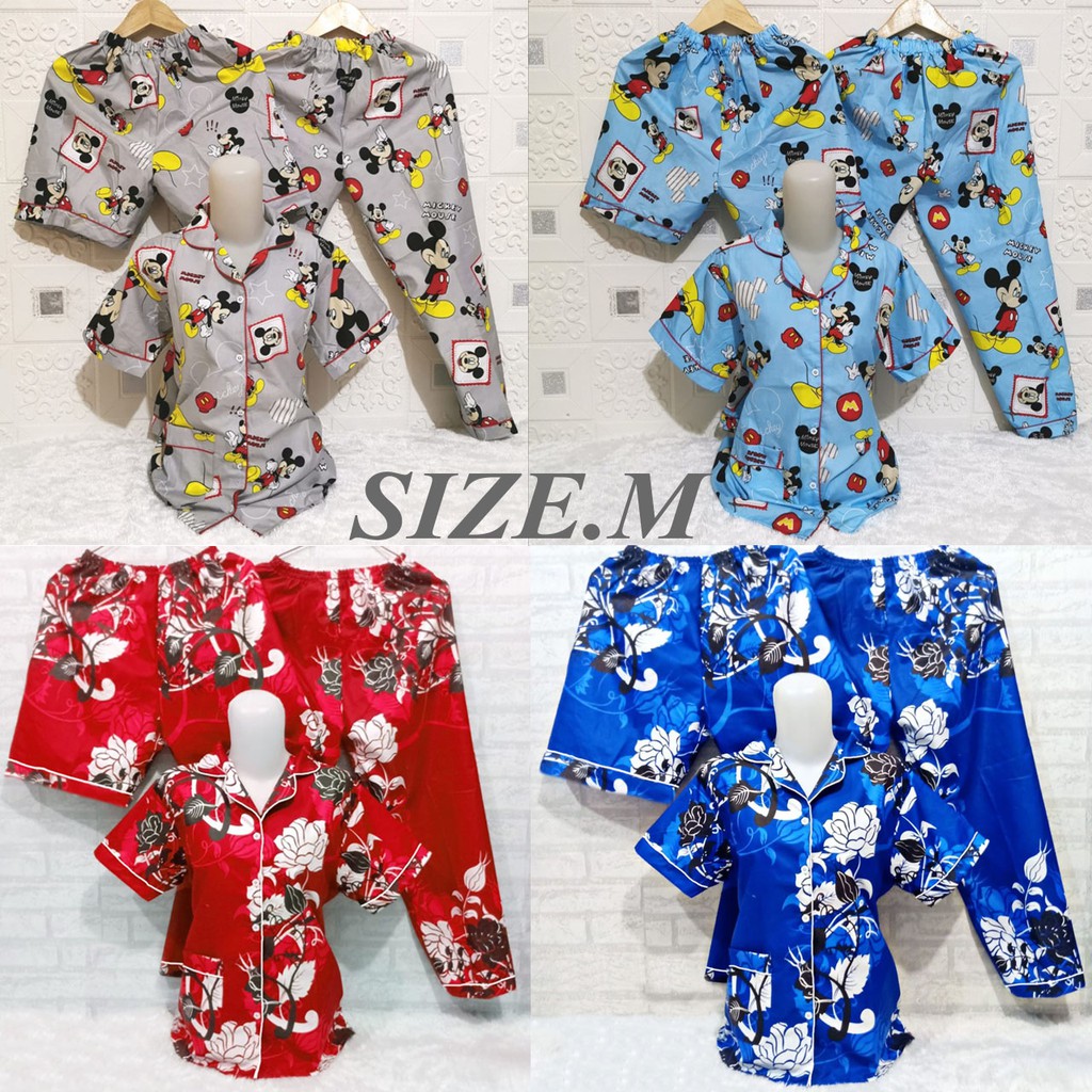 ISANNY PIYAMA SET SIZE M 3IN1/PIYAMA 3IN1 BUNGA/PIYAMA 3IN1 BEE/READY STOK