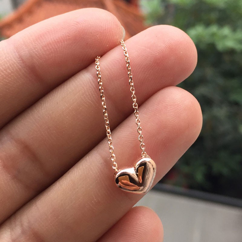 Kalung Love Rantai Bentuk Hati Lapis Emas Dengan Liontin Bentuk Hati Valentine -PD