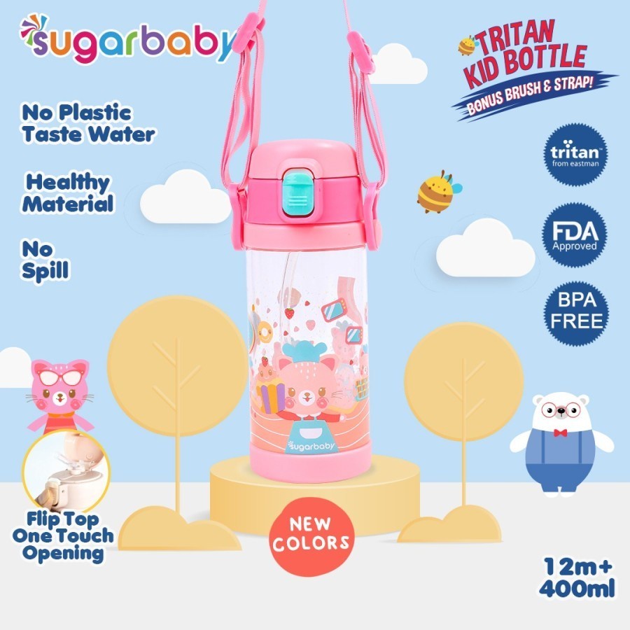 SUGAR BABY TRITAN KID BOTTLE 400ML / 12 MONTH / NEW COLORS