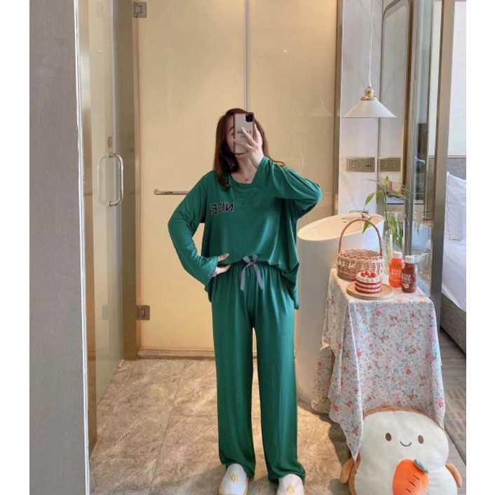 JC- Stelan Import Oversize Premium PP / Stelan piyama import Panjang  / piyama Korea Bigsize Import-Nice Korea Green PP