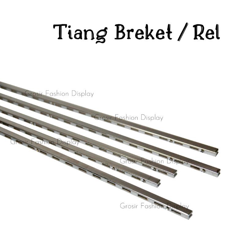 Tiang Breket/Rel Breket/Rak Pajangan Display Siku Breket/Rel Tiang Briket Chrome Silver-BH