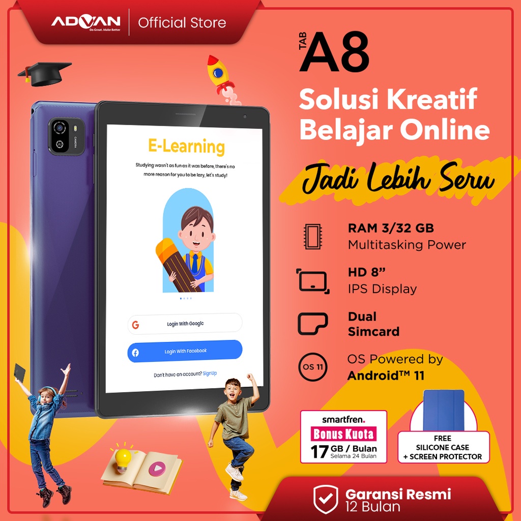 ADVAN TAB A8 3/32GB 8inch Android 11 - GARANSI RESMI