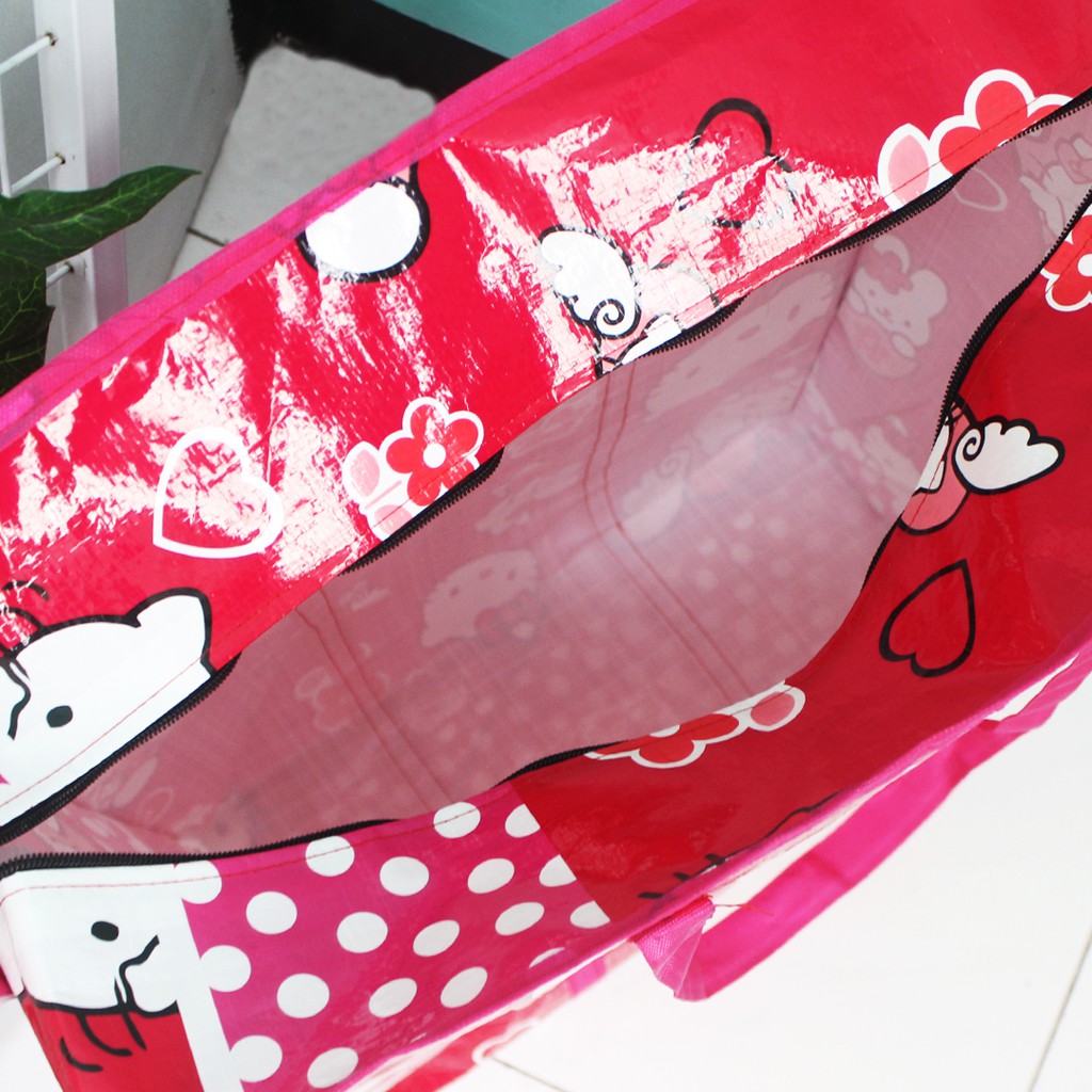 (TGS Olshop) - TravelBag Tas Baju Bahan Plastik Tas Karung Ukuran Jumbo Hello Kitty Tas Karung Serbaguna Murah