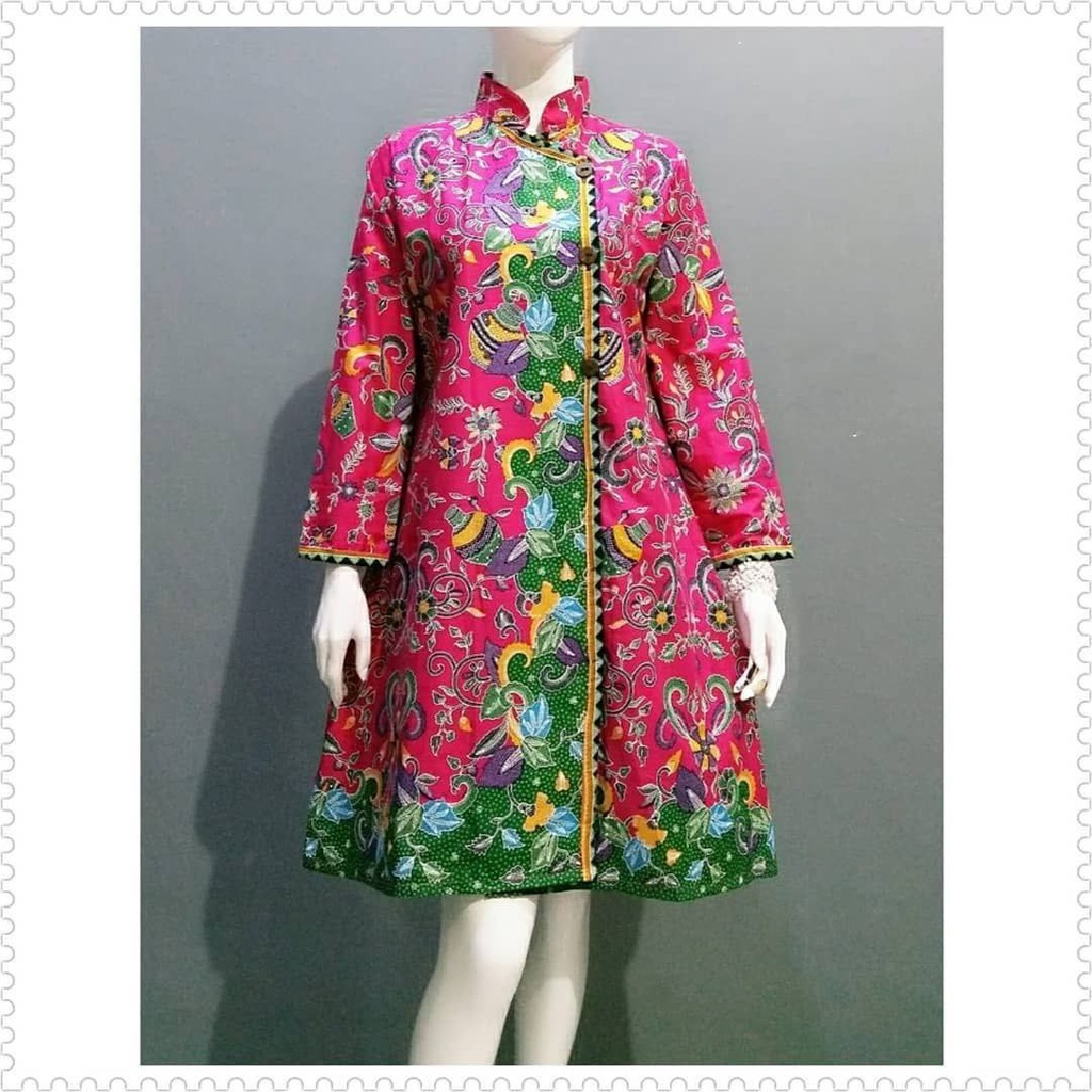 Dress Batik Pesta Elegan Modern Terbaru Tunik Raya Eid Kondangan Primisima Ori Motif Unik Cantik MD2