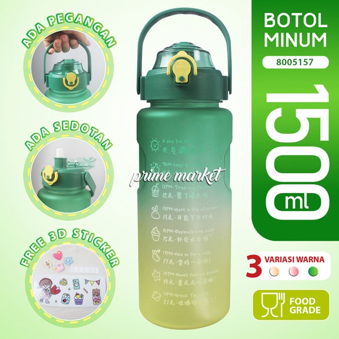 FLASH BOTOL MINUM VIRAL 1,5 LITER / BOTOL MINUM KOREA 1500 ML FOOD GRADE #M;