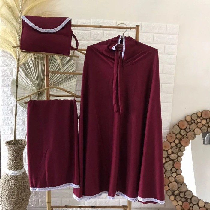 PROMO BISA COD MUKENA DEWASA Mukena Katun Travel Hyget premium Dewasa Jumbo adem lembut tebal - navy