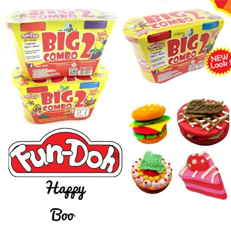 mainan lilin fundoh fun-doh fun doh big combo 2 warna besar isi banyak mainan clay plastisin edukasi