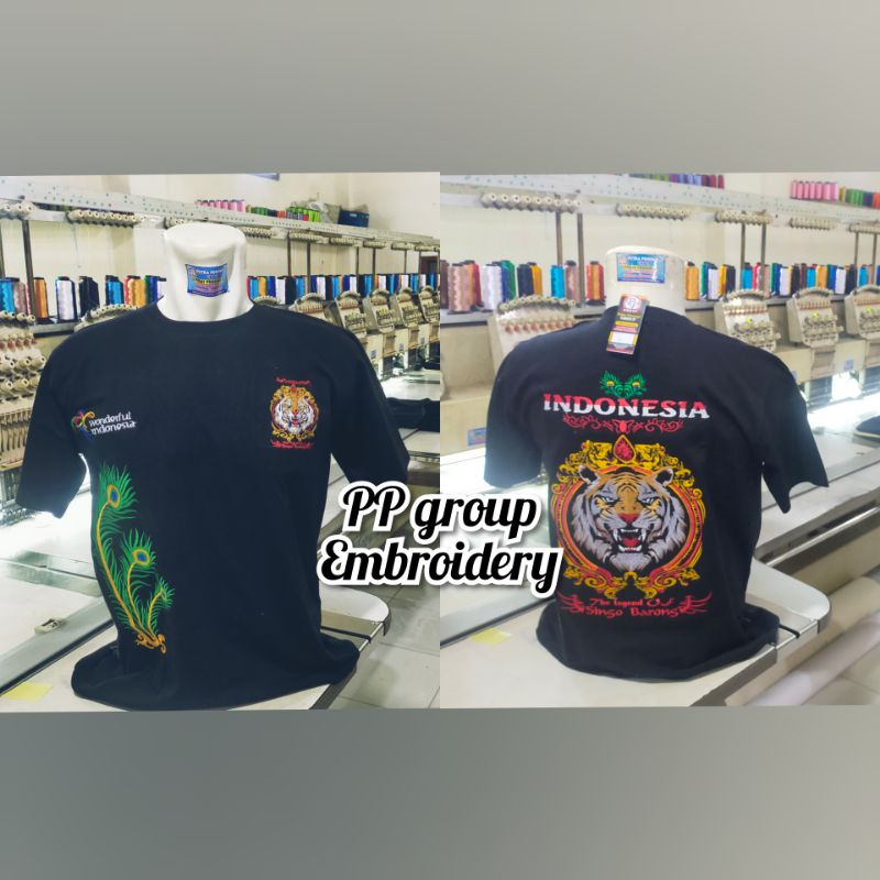 Kaos pendek/koas bordir macan putih ponorogo