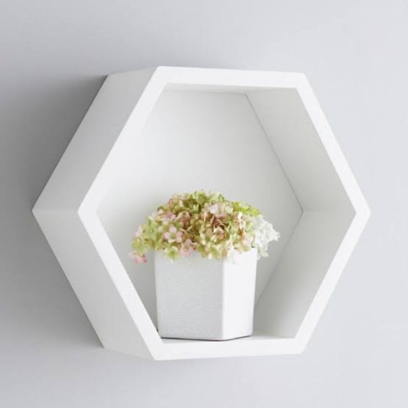 RAK HEXAGONAL DINDING 25cm/ RAK DINDING MODERN