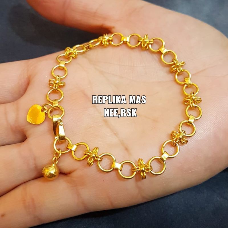 Gelang bulat  G2 lapis emas 24k /REPLIKA BISA ANAK/DEWASA ,tahan lama,awet,persis seperti asli,tahan,cantik)