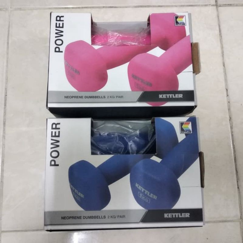 Jual Kettler Dumbbell 2kg / Pair Barbel Neoprene Original | Shopee ...