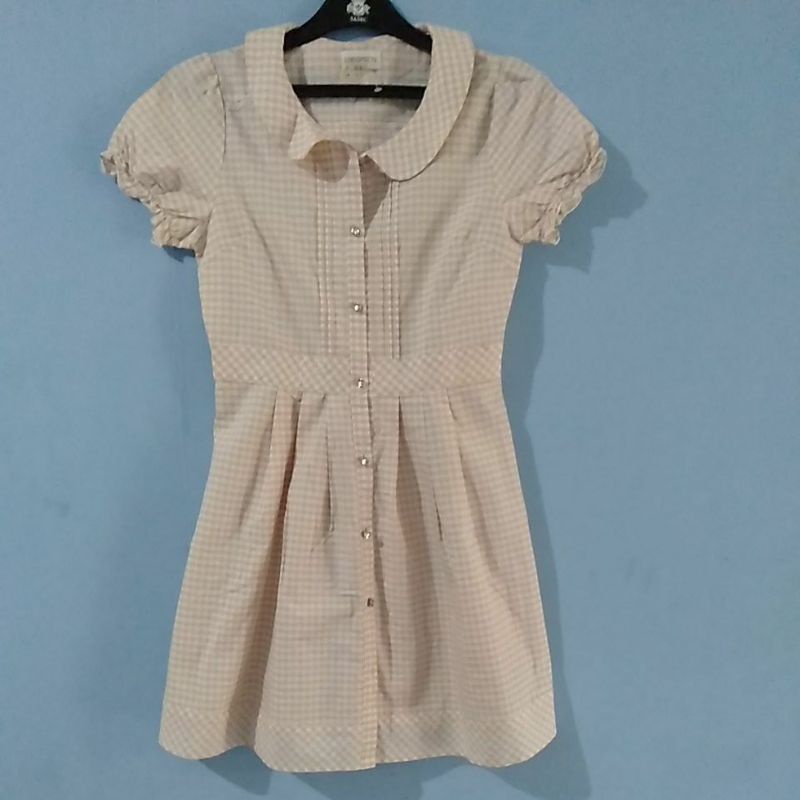 Dress motif kotak brand LODISPOTTO Ld 86 panjang 83