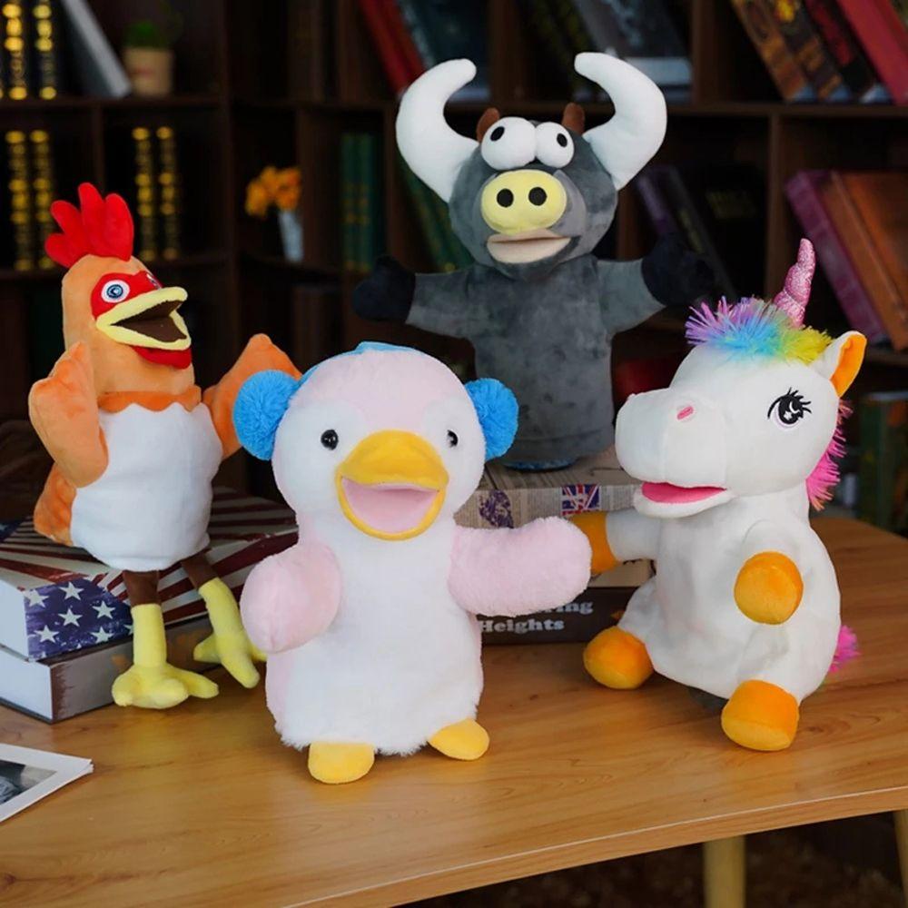 Quinton Hewan Plush Tangan Wayang Sapi Unicorn Kreativitas Mainan Anak Bermain Boneka Pertunjukan Wayang Kartun Hewan Mainan Edukasi Boneka Mainan