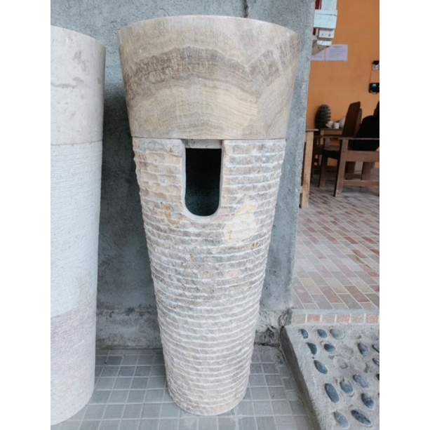 Set Pedestal Wastafel Batu Onyx