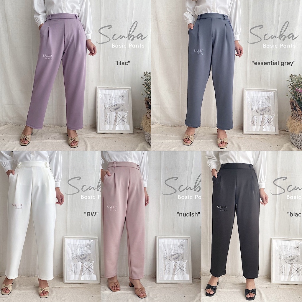 Baggy Pants Premium Scuba, Celana Wanita Basic