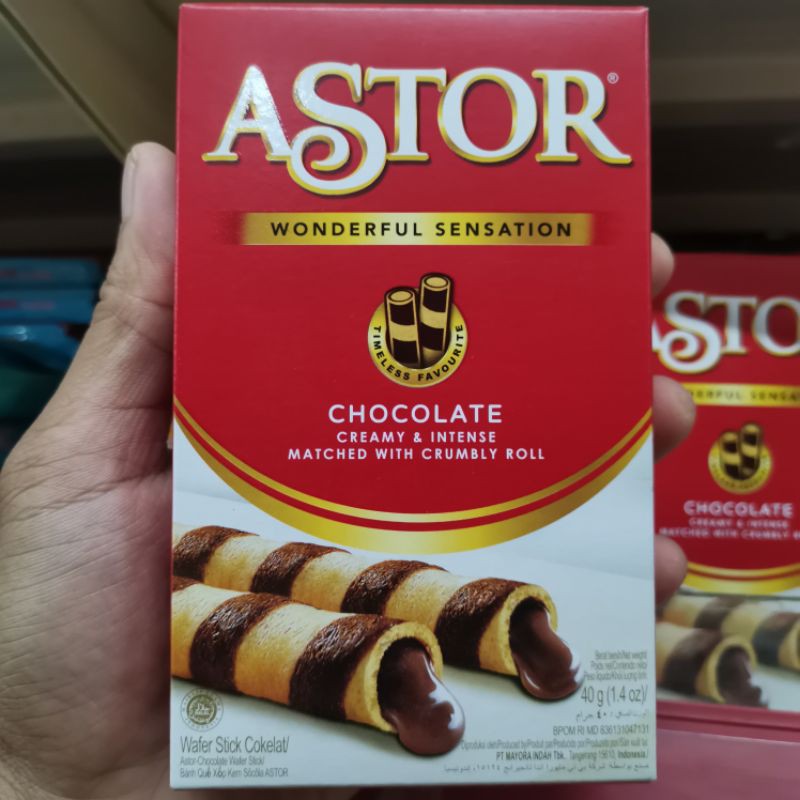 Astor 40 gram Biskuit Cemilan Wafer Roll Coklat Cokelat Chocolate