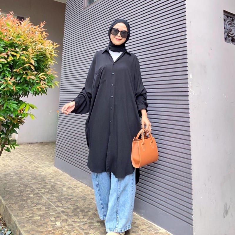 RACHEL TUNIK OVERSIZE  PREMIUM / PAKAIAN WANITA / WARNA HITAM LILAC AVOCADO LIME / MONOCHROME FASHIO
