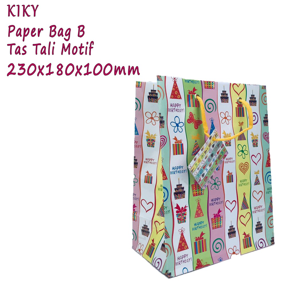 Paper bag B *Kiky * Tas tali motif * 230x180x100mm