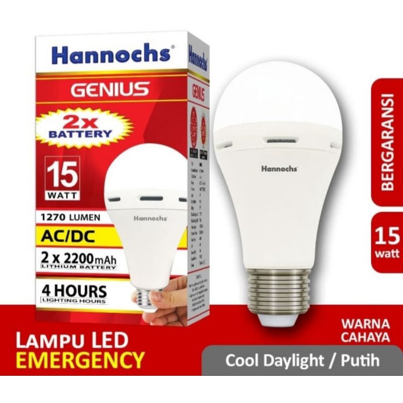 LAMPU EMERGENCY LED HANNOCHS GENIUS 6W / 8W / 10W / 12W / 15W