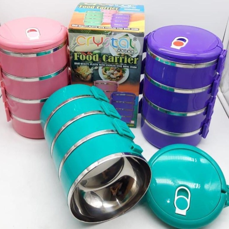 COD Joy KTB Rantang 4 Susun CRYSTAL Polos dan Ayam Jago Rantang Stainless Susun 4 Lunch Box Food Car