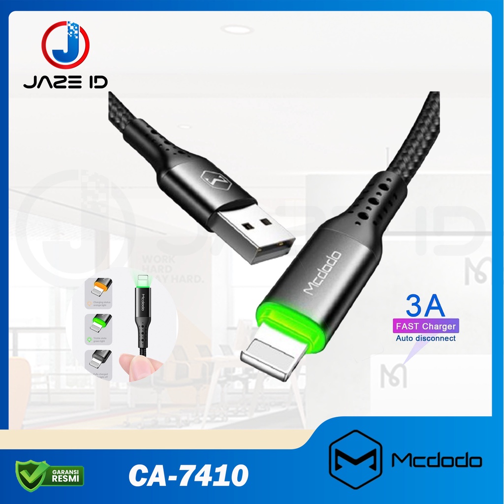 MCDODO CA-741 Cable Iphone Lightning Led Auto Power Off 3A 1.2M 1.8M