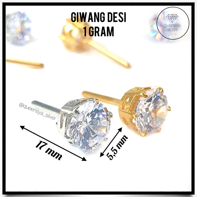 Anting Perak Asli Silver 925 || Bukan TITANIUM / XUPING || Lapis Mas Putih Kuning 18K 24K || Anting Giwang Tusuk model DESI