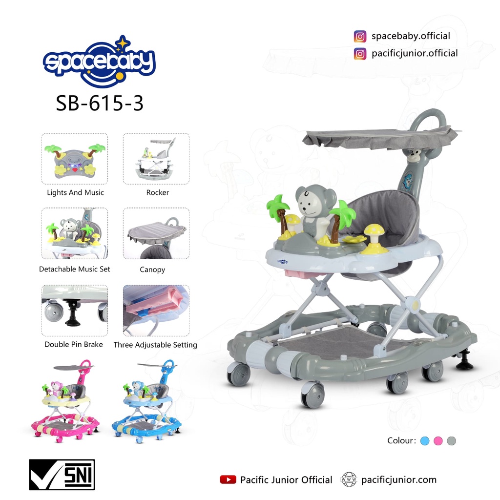 SPACE BABY Baby Walker 615-3 Ic Music Mainan SPACEBABY [ * FREE PACKING DUS ALAS ]