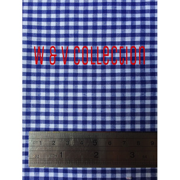 Kain Kotak biru putih 4mm lebar 150cm.