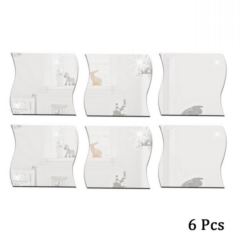 [ 6 PCS  three-dimensional combination mirror wall stickers Decoration for Home Bedroom living room TV background ]