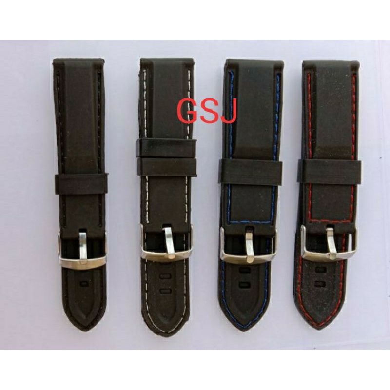 strap tali jam tangan rubber/Tali karet lis jait/Tali jam tangan murah