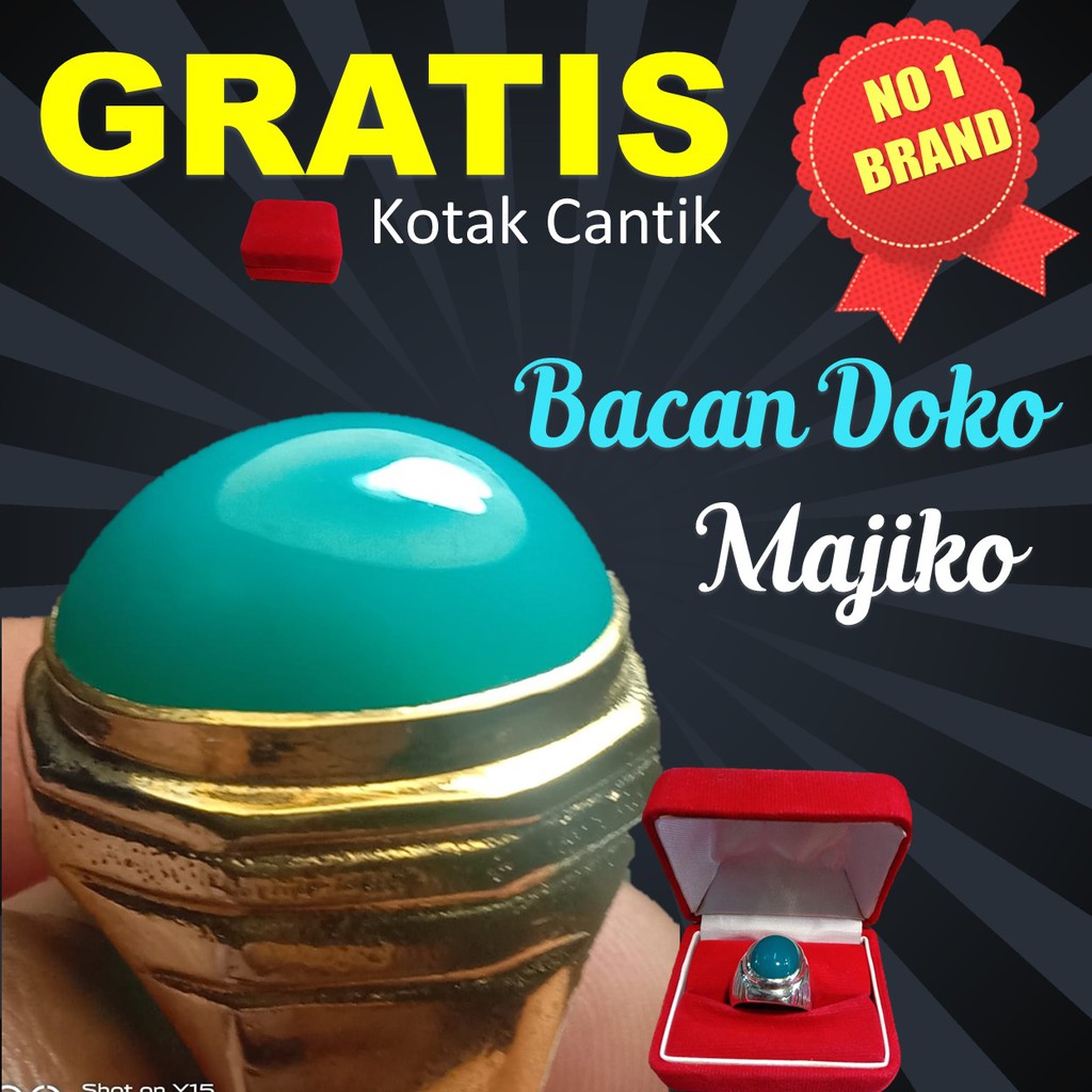 CINCIN BATU AKIK BACAN DOKO MAJIKO NATURAL CHRYSOCOLA CHALCEDONY CINCIN ALI ALI RING PERAK MS01