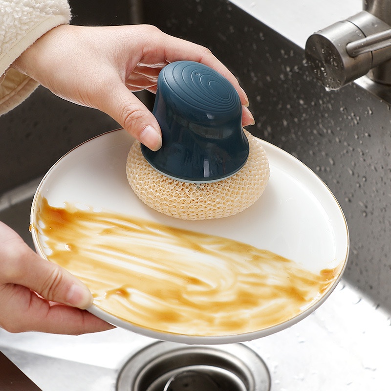 Sikat Pembersih Panci Dapur Gagang Bulat  Pembersih Cuci Panci Kompor Peralatan Dapur