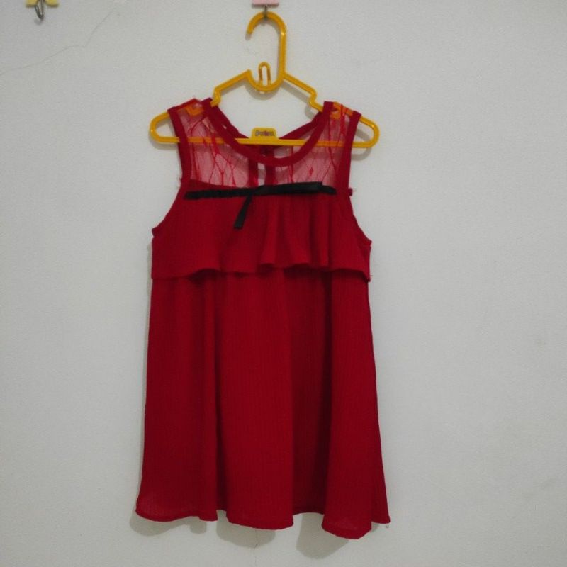 Dress Merah Renda Preloved