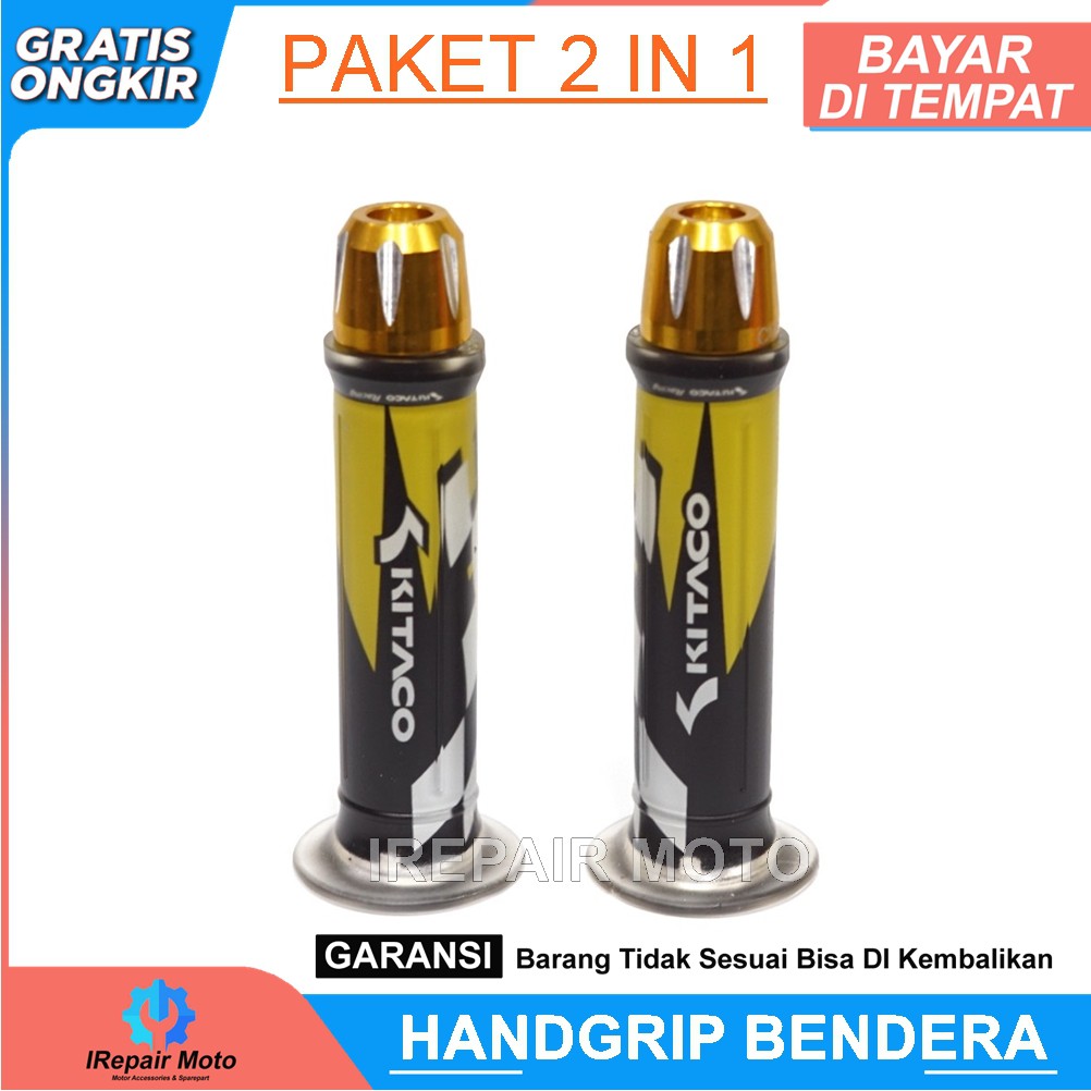 Grip Handgrip Motor Variasi Bendera/Karet Gas Motor Beat+jalu Stang Full CncGold