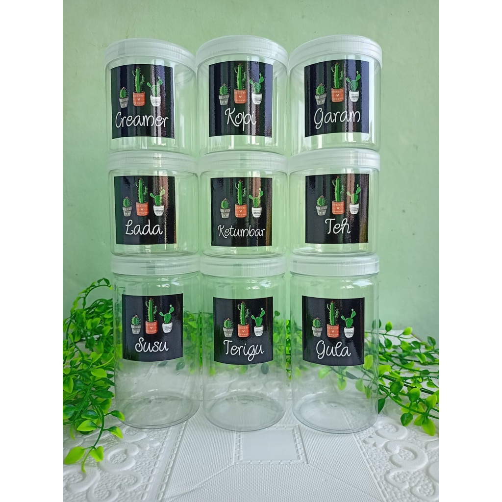 TOPLES BUMBU MINIMALIS TRANSPARAN 1000 ML FREE LABEL STICKER BLACK CACTUS
