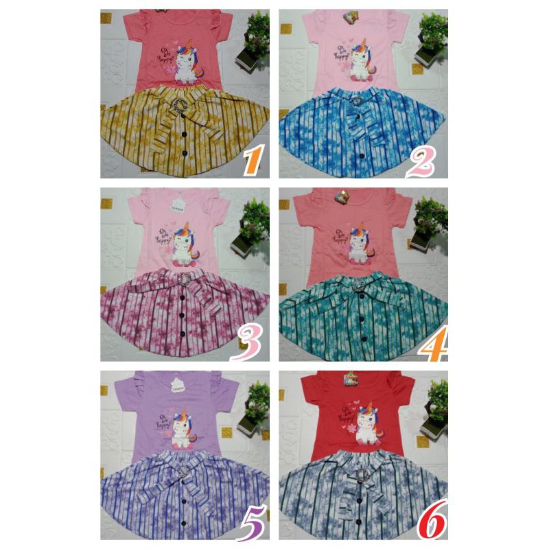 BAJU SETELAN ANAK UNICORN Setelan rok tie dye anak 2-7 tahun taroko / setelan tie dye ROK UNICORN