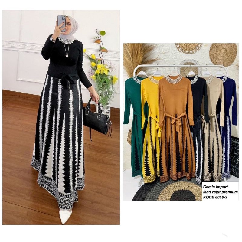 gamis rajut import // gamis dress // dress korea // dress terbaru // baju wanita