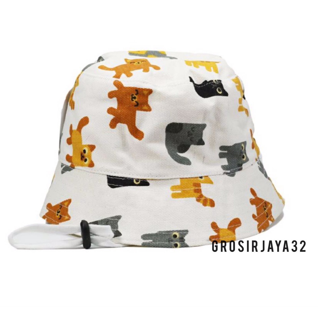 (GROSIRJAYA32) Topi Bucket anak motif lucu karakter kucing abstract mulai usia 2th