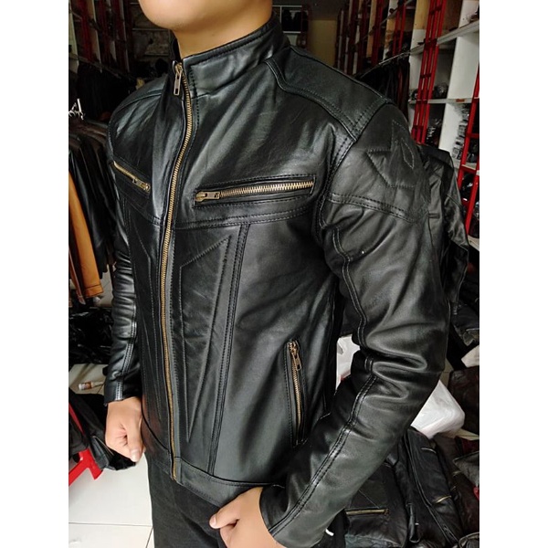 Jaket Pria kulit SAPI ASLI 100% made in GARUT Jaket Kulit Motor Super Model Racing