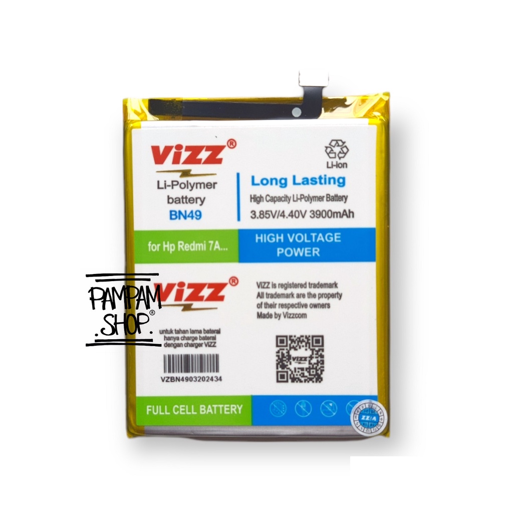 Baterai Vizz Double Power Original XiaoMi BN49 Redmi 7A Batre Batrai Battery HP Handphone BN 49 Ori