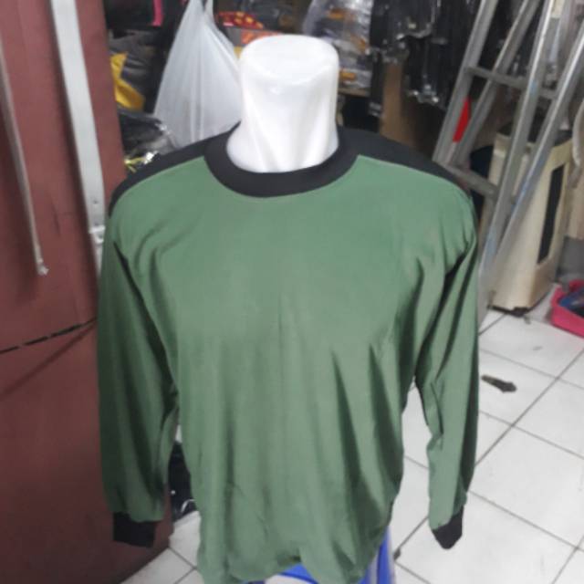 Kaos polos hijau panjang/kaos polos hijau tni panjang