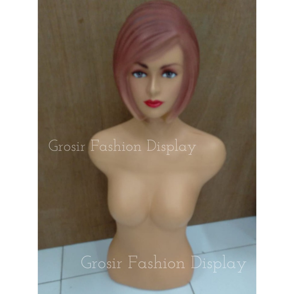 Manekin Torso Setengah Badan Cewek Rambut Patung Plastik Cewek Display Pakaian Display Stand Baju