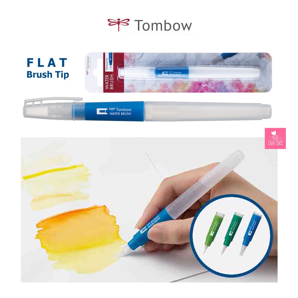 

Tombow WATER BRUSH - Flat / Kuas Cat Lukis Bertabung ujung Datar Brush Barrel Besar Refillable