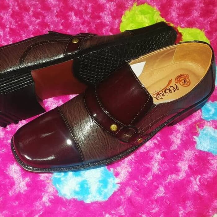 V55Q6 Sepatu Pantofel Pria Kerja Kantor Casual Fashion Hitam Loafers Pu Leather Buatan Tangan Re