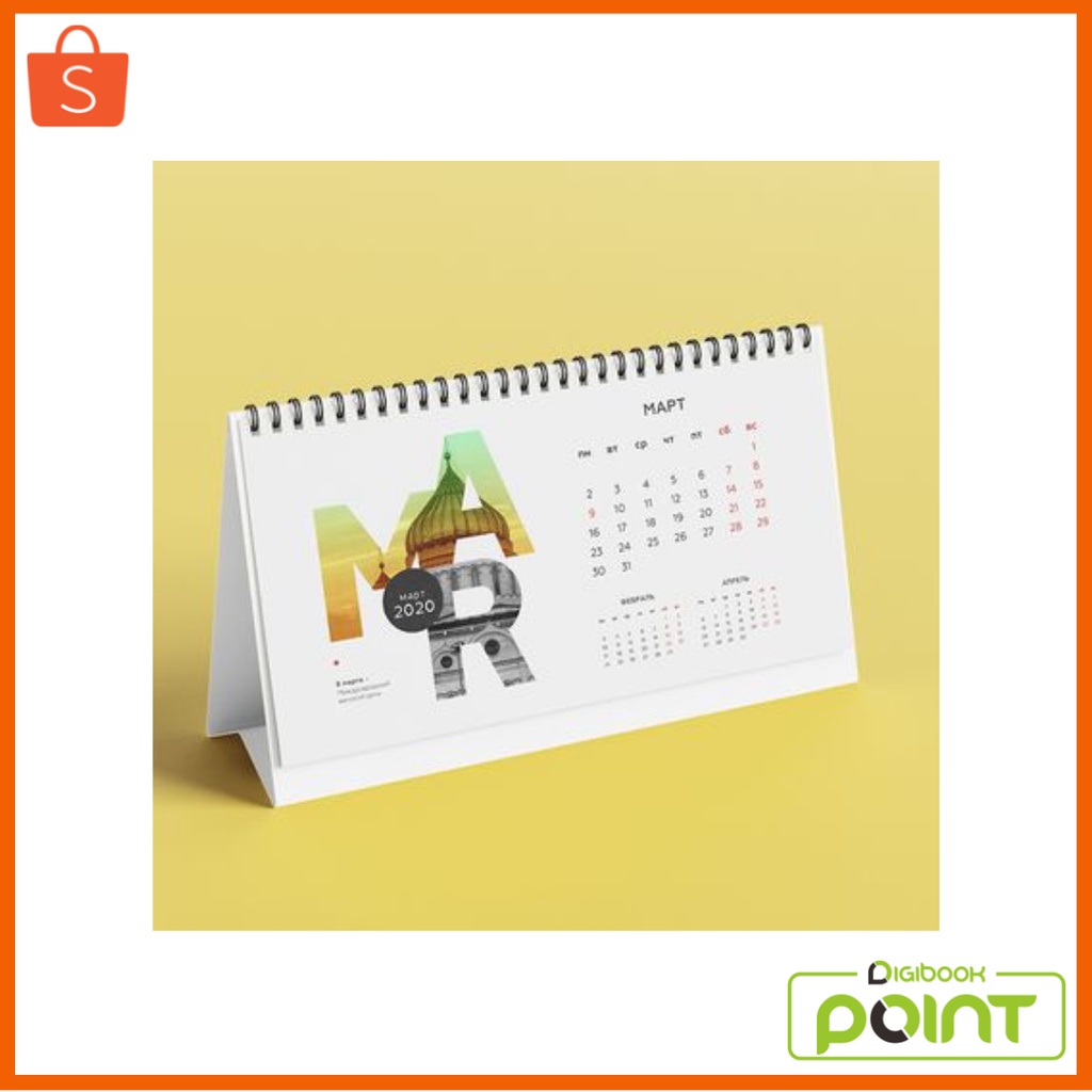 

Kalender Meja Custom Tahun 2024 Penyangga Duplex Isi 14 Lembar 1 Muka