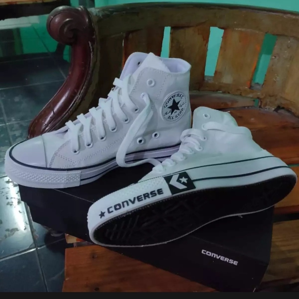 CONVERSE Clasic Tinggi Putih Converse Chuck Taylor 70s Fullputih Hight Clasic Sepatu Canvas Pria All Star Putih Tinggi Clasic 70S Hight