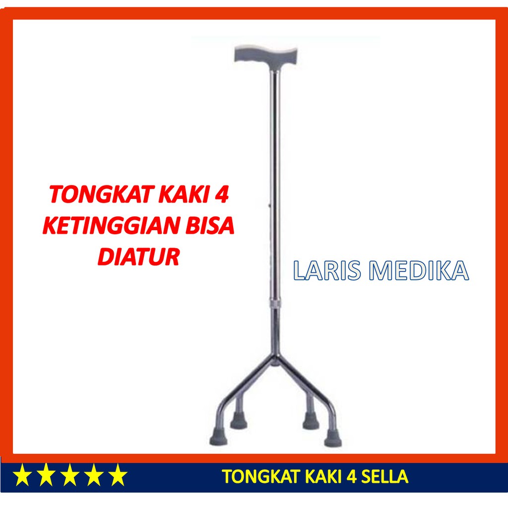 Image of Sella Tongkat Jalan Orang Tua Kaki 4 Empat Alumunium Kruk Alat Bantu Jalan 3 Tiga Manula 1 Lansia #0