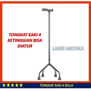 Image of thu nhỏ Sella Tongkat Jalan Orang Tua Kaki 4 Empat Alumunium Kruk Alat Bantu Jalan 3 Tiga Manula 1 Lansia #0