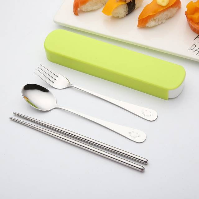 Sendok Set Stainless Steel Tebel - Sendok Garpu Sumpit Alat Makan Set - Sendok Set Travel